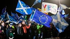 Pro-European supporters outside the Scottish Parliament in Edinburgh