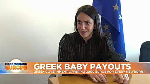 Greece's Deputy Minister of Labour and Social Affairs, Domna Michailidouho, speaking to Euronews