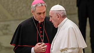Wednesday, Jan. 15, 2020 - Pope Francis talks with Papal Household Archbishop Georg Gaenswein