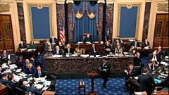 Closing arguments in the impeachment trial against Donald Trump in the Senate at the US Capitol in Washington, February 3, 2020. (Senate Television via AP)