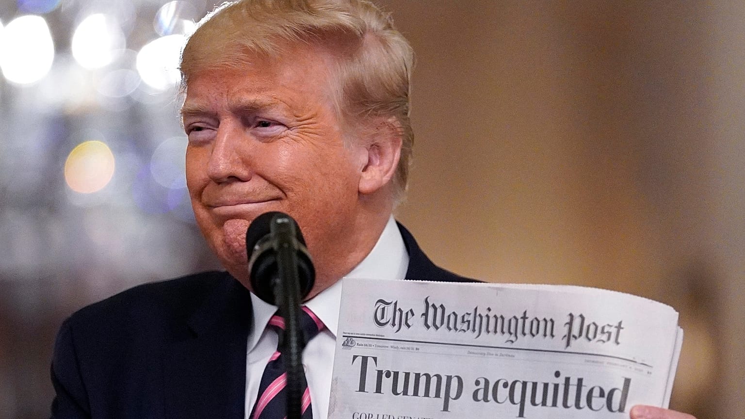 President Donald Trump speaks at the 68th annual National Prayer Breakfast, at the Washington Hilton, Thursday, Feb. 6, 2020, in Washington