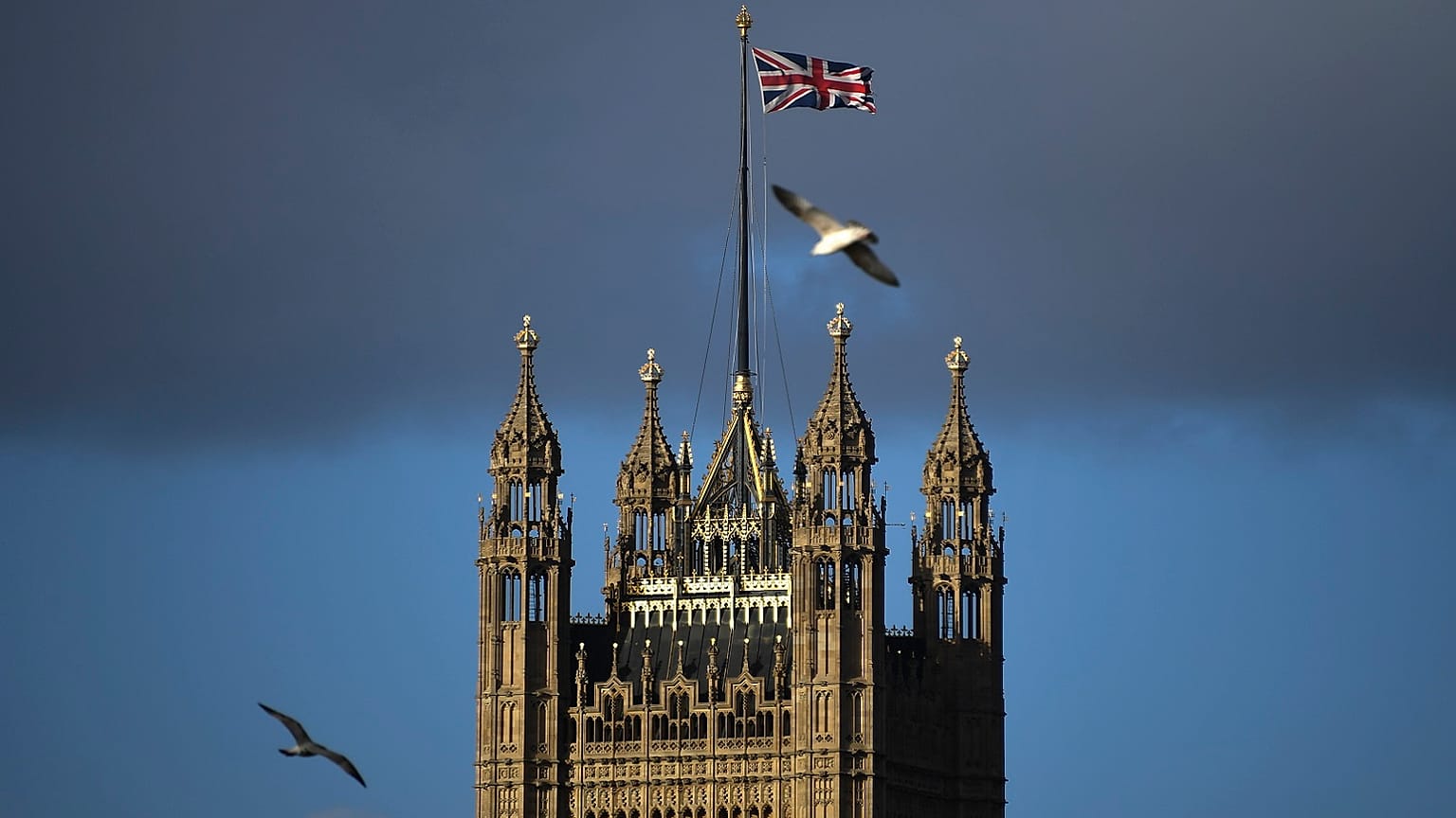 The Victoria Tower stands in Westminster, in London, Saturday, Feb. 1, 2020