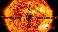 Solar Orbiter vor der Sonne, Symbolbild