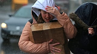 High winds and rain in Sheffield, northern England, as Storm Ciara swept over the country. 