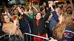 Sinn Fein leader Mary Lou McDonald celebrates topping the poll in her district.
