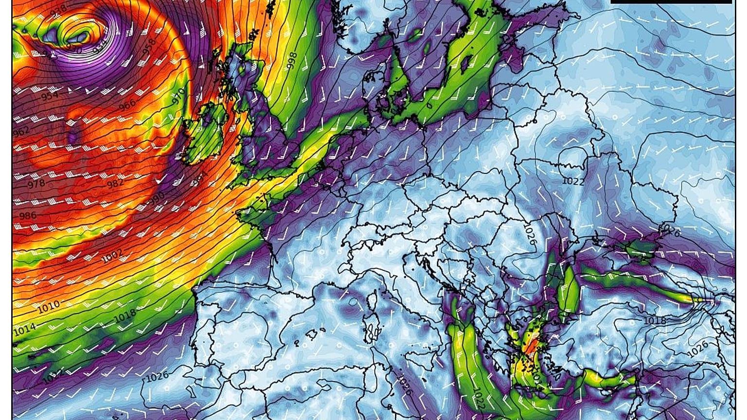 Velocidad del viento y presión el sábado por la mañana