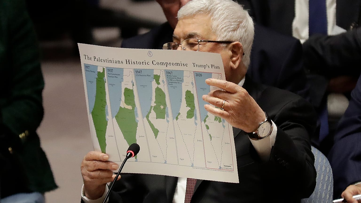Le président palestinien Mahmoud Abbas au Conseil de sécurité des Nations Unis, le 11 février 2020