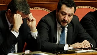 (February 12, 2020) League leader Matteo Salvini attends a debate at Senate, prior to a vote on lifting his parliamentary immunity