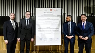 Soldan sağa: Prag BB Zdenek Hrib, Budapeşte BB Gergely Karacsony,  Bratislava BB Matus Vallo, Varşova BB Rafal Trzaskowski