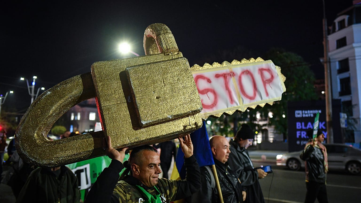 Thousands protested in Bucharest in November 2019 against illegal logging in Romanian forests 