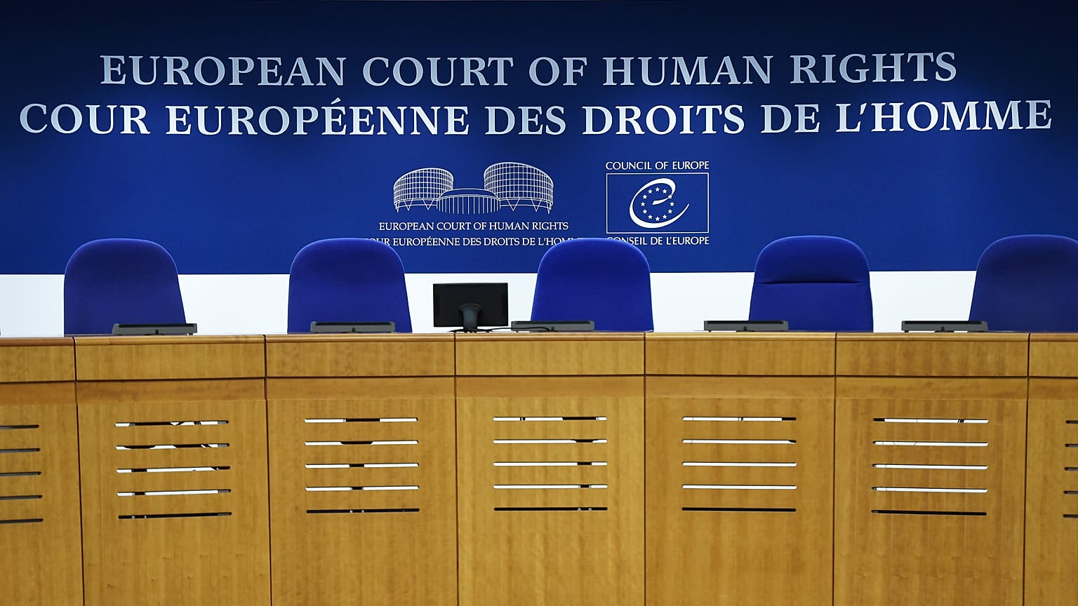 This photo shows the inside of the European Court of Human Rights (ECHR) in Strasbourg, eastern France, on February 7, 2019.