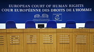This photo shows the inside of the European Court of Human Rights (ECHR) in Strasbourg, eastern France, on February 7, 2019.