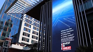 Billboard seen at the Dubai International Financial Centre in the United Arab Emirates