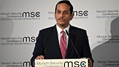 وزير الخارجية القطري الشيخ محمد بن عبد الرحمن آل ثاني يتحدث في مؤتمر ميونيخ للأمن جنوب ألمانيا. 15/02/2020