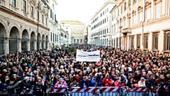 Sardines against right-wing populism, in St. Apostles Square, in Rome, Sunday