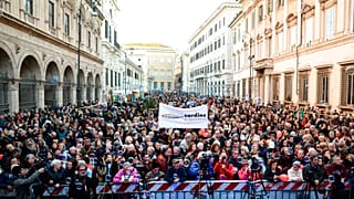 Sardines against right-wing populism, in St. Apostles Square, in Rome, Sunday