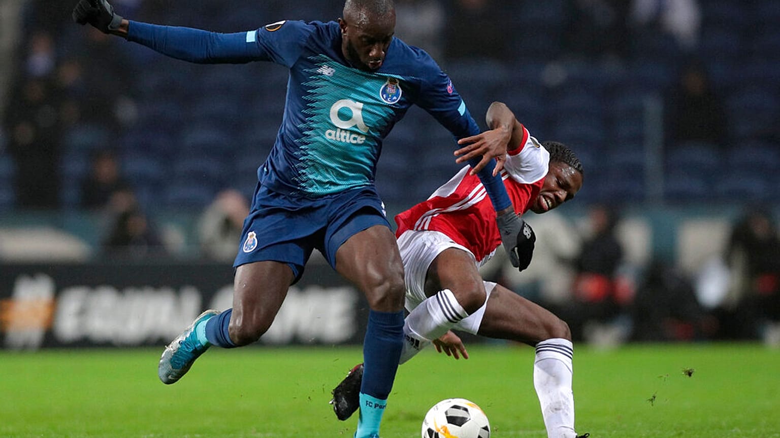  Moussa Marega (left) before he walked off the pitch following racist abuse