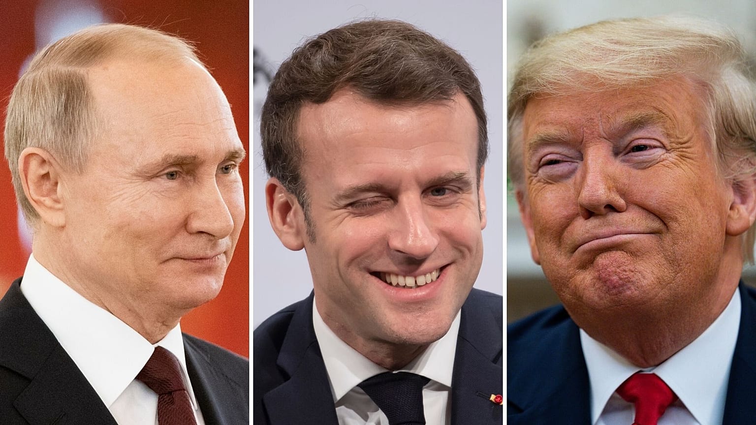 Владимир Путин, Эммануэль Макрон и Дональд Трамп