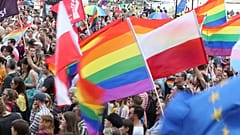 Members of the LGBT rallied to show solidarity after a Pride march was attacked city of Bialystok in 2019.