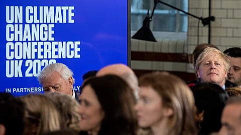 Britain's Prime Minister Boris Johnson attends the launch of the upcoming UK-hosted COP26 UN Climate Summit in London, Tuesday Feb. 4, 2020