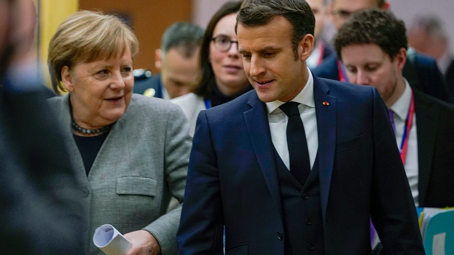 Fransa Cumhurbaşkanı Macron ve Alman Şansölye Merkel 