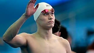Sun Yang lors du relai 4x200m fresstyle lors des Mondiaux de Gwangju, en Corée du Sud, 26 juillet 2019