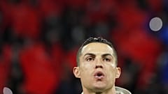 Juventus' Cristiano Ronaldo at the Lyon Olympic Stadium in Lyon, France, Feb. 26, 2020.