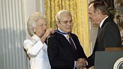 George H. Bush, Barbara Bush, Javier Perez de Cuellar