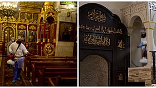 عاملان من بلدية رام الله يطهران مسجداً وكنيسة في المدينة