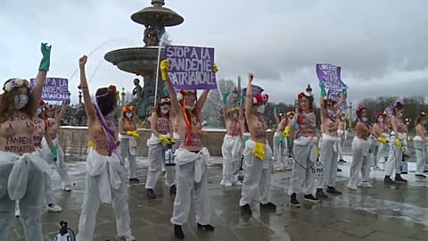 Femen protest in Paris on Women's Day