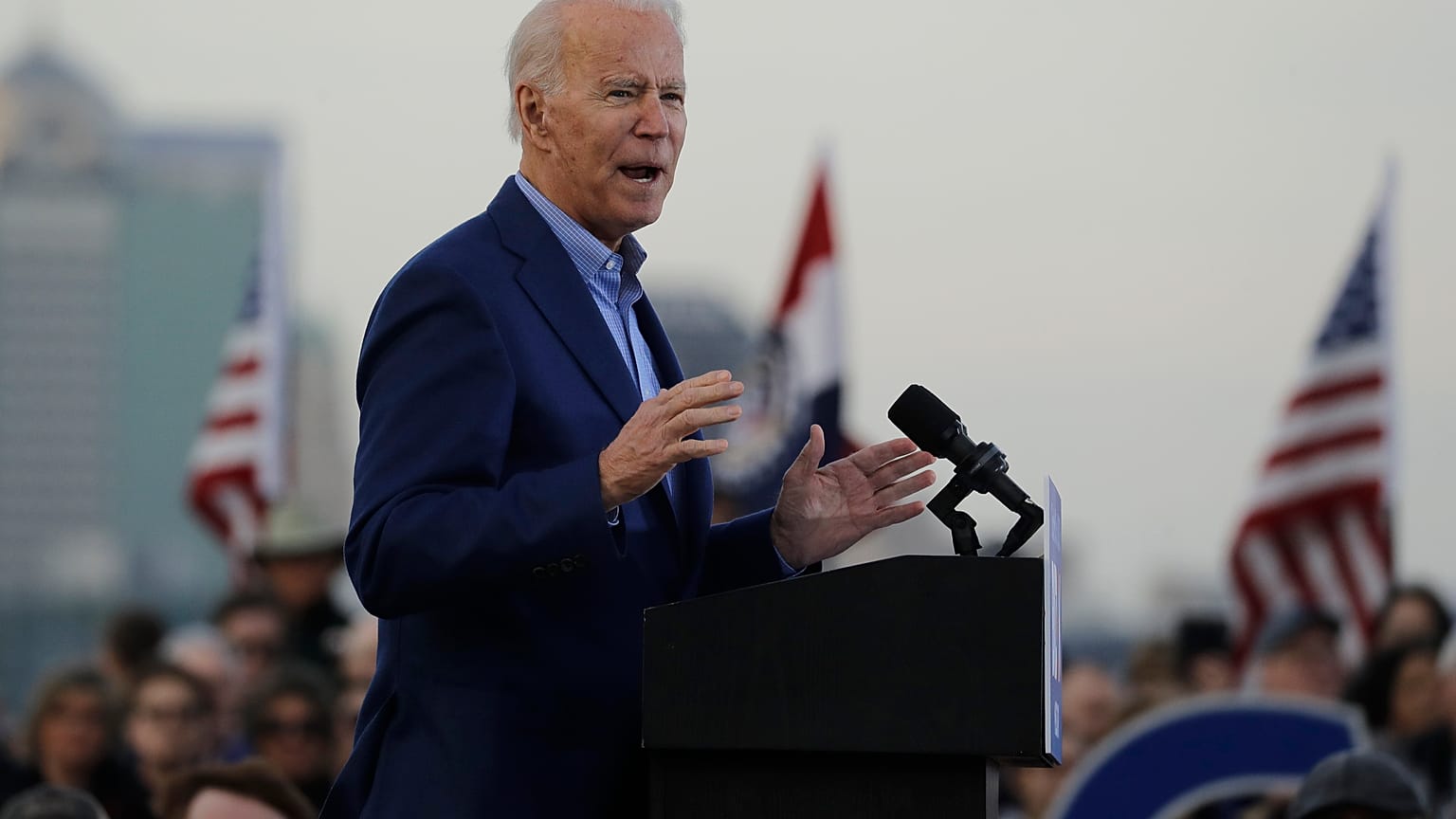 Joe Biden had been speaking during a campaign appearance in Kansas City on Saturday.