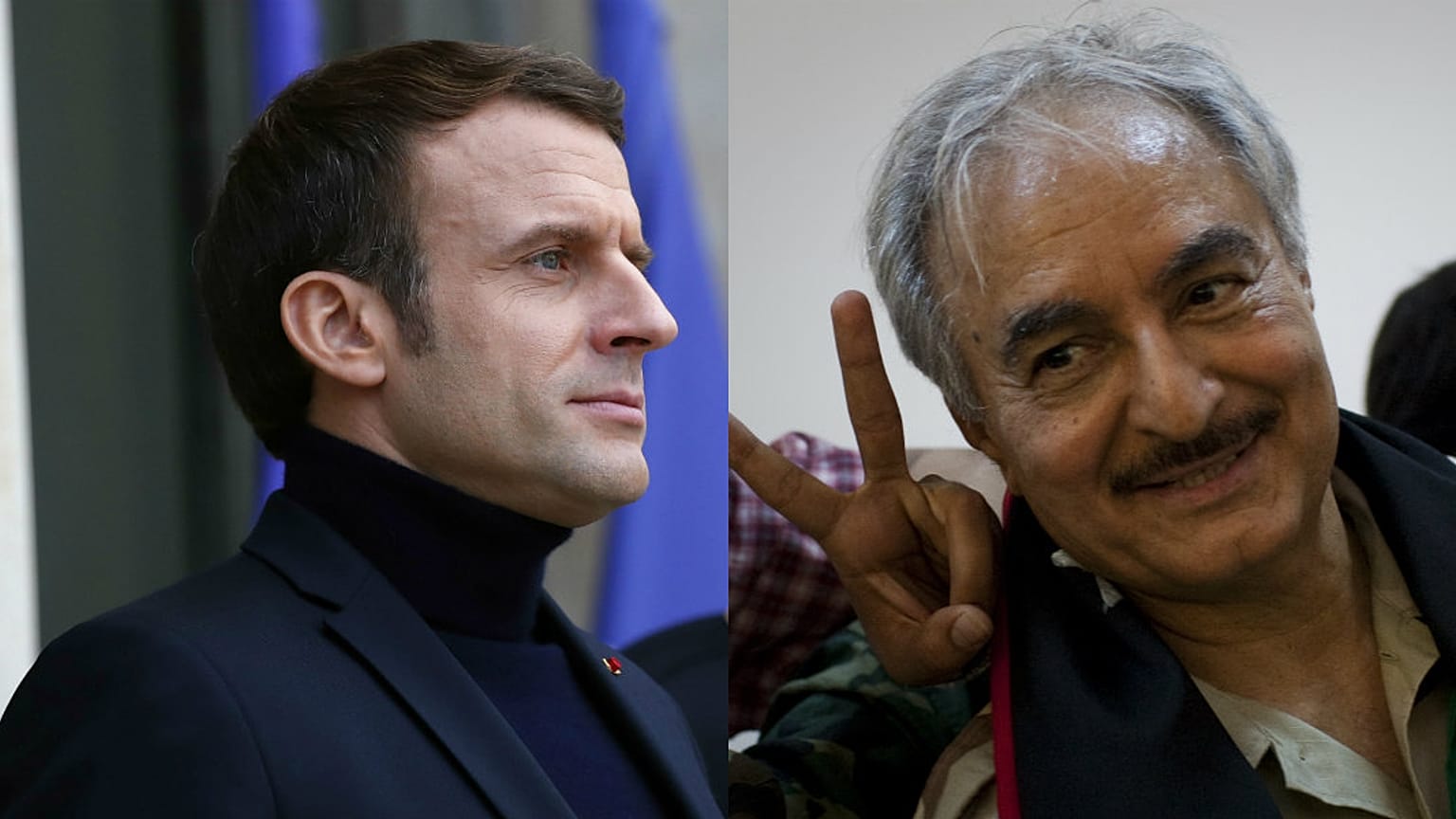 Fransa lideri Emmanuel Macron, Libyalı General Halife Hafter