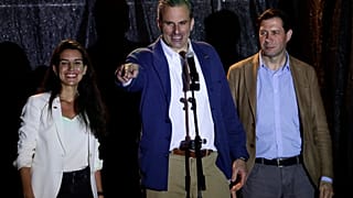  Javier Ortaga Smith, centre, at an election rally. 