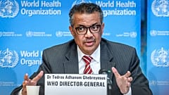  Le directeur général de l'Organisation mondiale de la santé (OMS), Tedros Adhanom Ghebreyesus, le 11 mars 2020 à Genève.