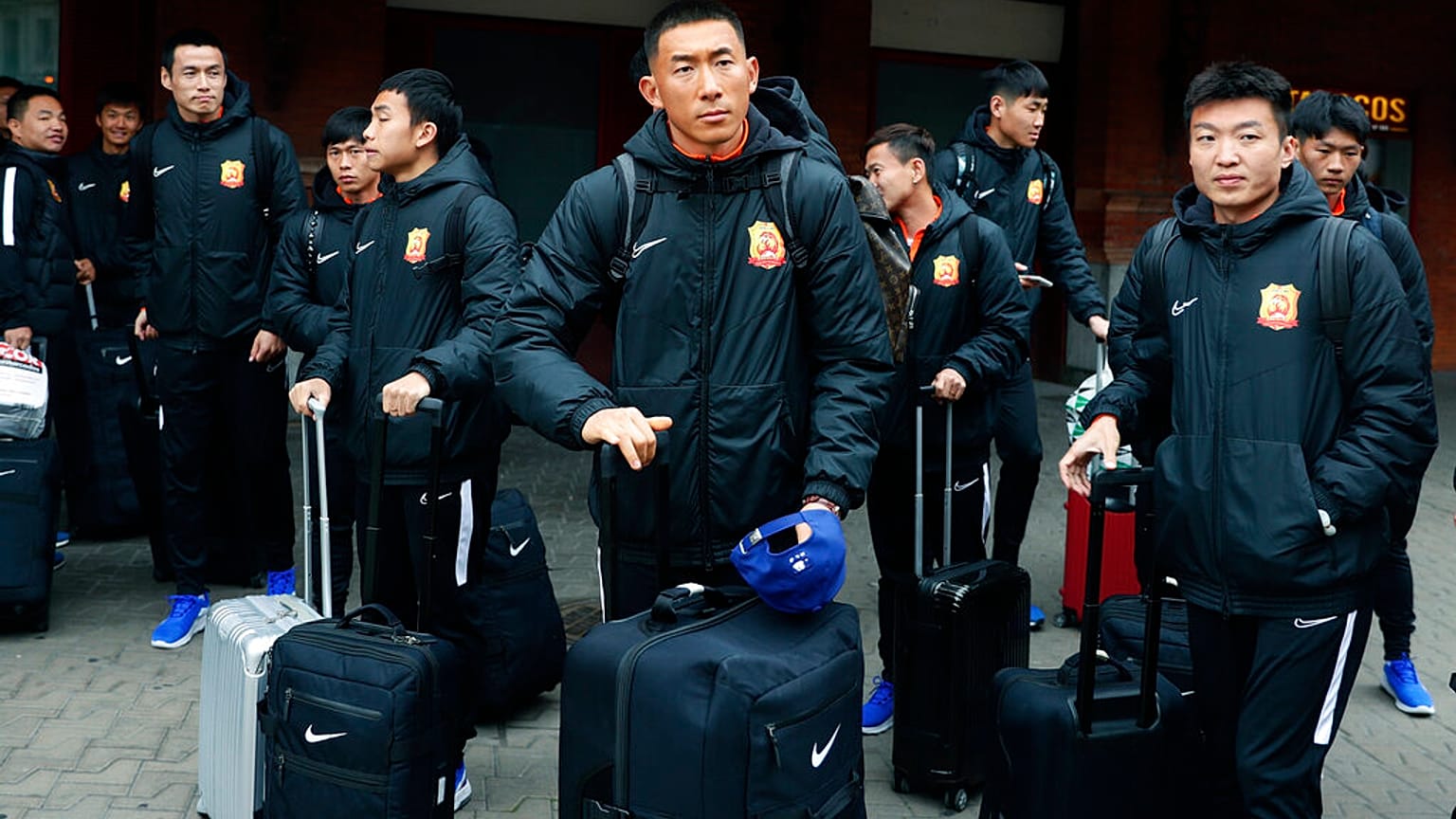 Players from Chinese Super League team Wuhan Zall