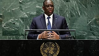 Senegal's President Macky Sall addresses the 74th session of the United Nations General Assembly, Tuesday, Sept. 24, 2019, at the United Nations headquarters.