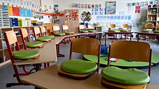 Empty classroom at an elementary school in Ludwigsburg
