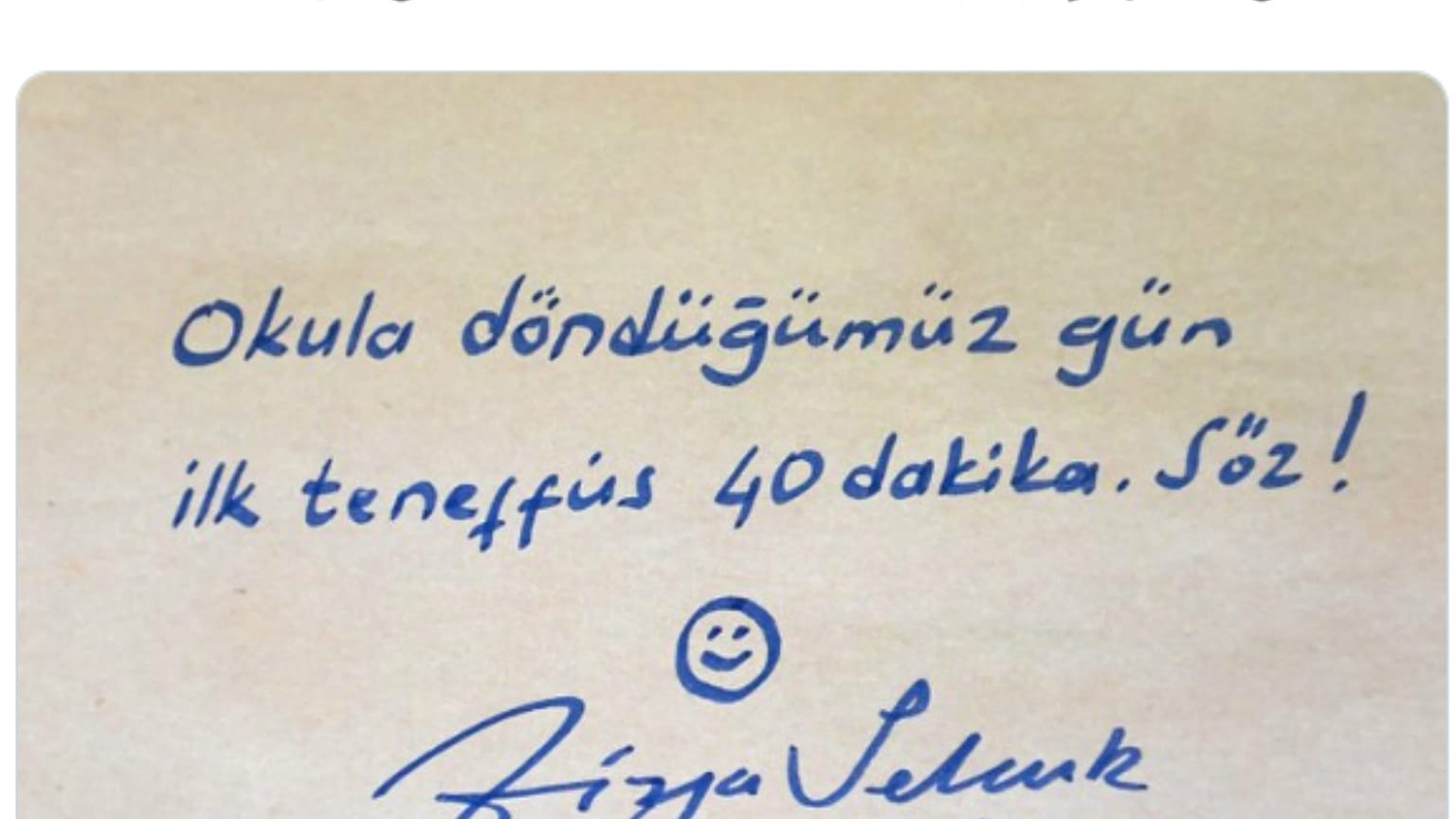 Milli Eğitim Bakanı Ziya Selçuk'un paylaşımı
