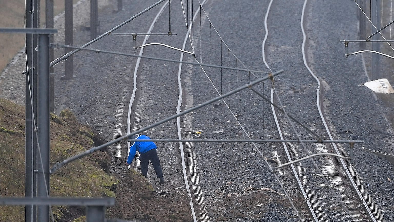 A French Gendarme on the scene of a train crash earlier this month in Alsace, France.