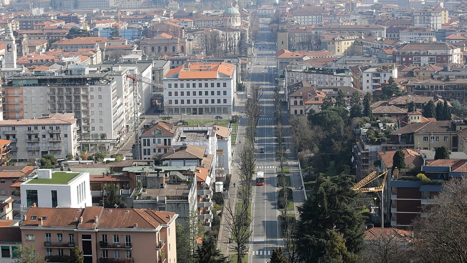 A view of Bergamo, Italy, Tuesday, March 17, 2020. 