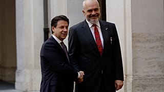 The leaders of Italy and Albania, Giuseppe Conte and Edi Rama, in January 2020