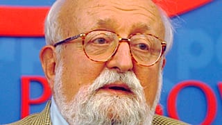 Polish composer Krzysztof Penderecki at a news conference in Warsaw, Poland, Monday, Sept. 16, 2013.