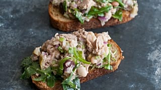 This June 30, 2014 photo shows tuna and white bean bruschetta in Concord, N.H. (AP Photo/Matthew Mead)