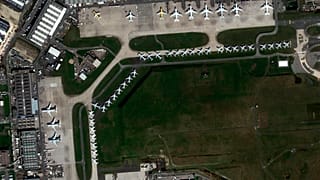 Virus Outbreak France - Planes parked at Paris Airport Charles de Gaulle