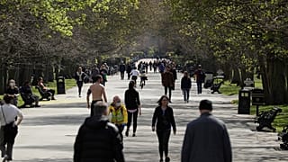 Groups of people were seen out enjoying the sunny weather in the British capital