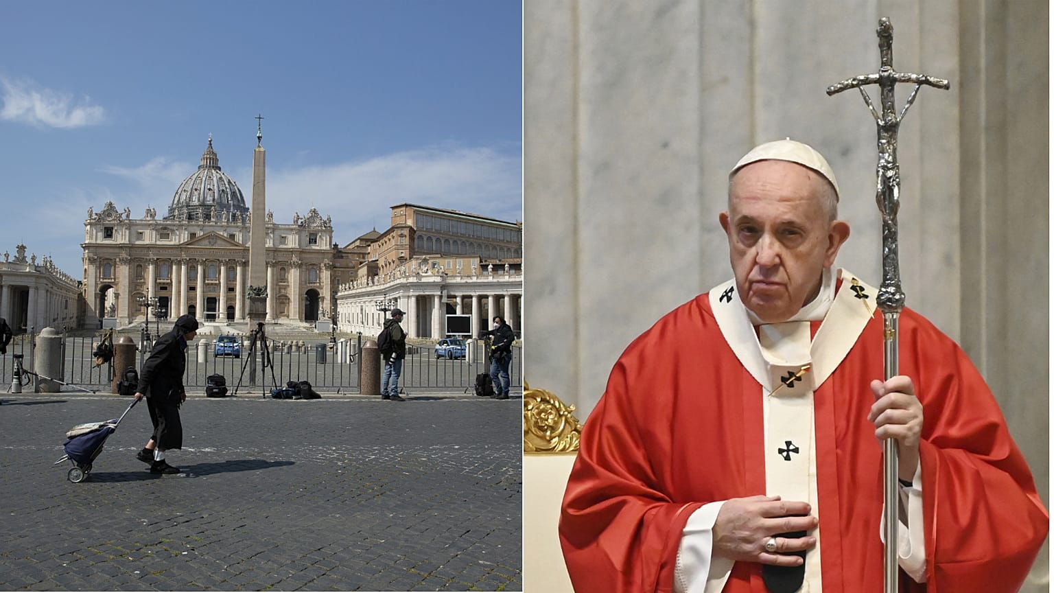 The pope delivered a Palm Sunday to a near empty St Peter's Basilica