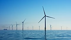 Rampion Offshore Wind Farm, UK where renewables have been generated a high proportion of national electricity last weekend. 