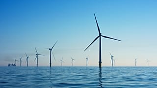 Rampion Offshore Wind Farm, UK where renewables have been generated a high proportion of national electricity last weekend.