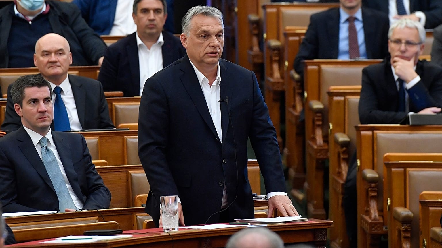 Hungarian Prime Minister Viktor Orban speaks during a question and answer session of the Parliament in Budapest, Hungary