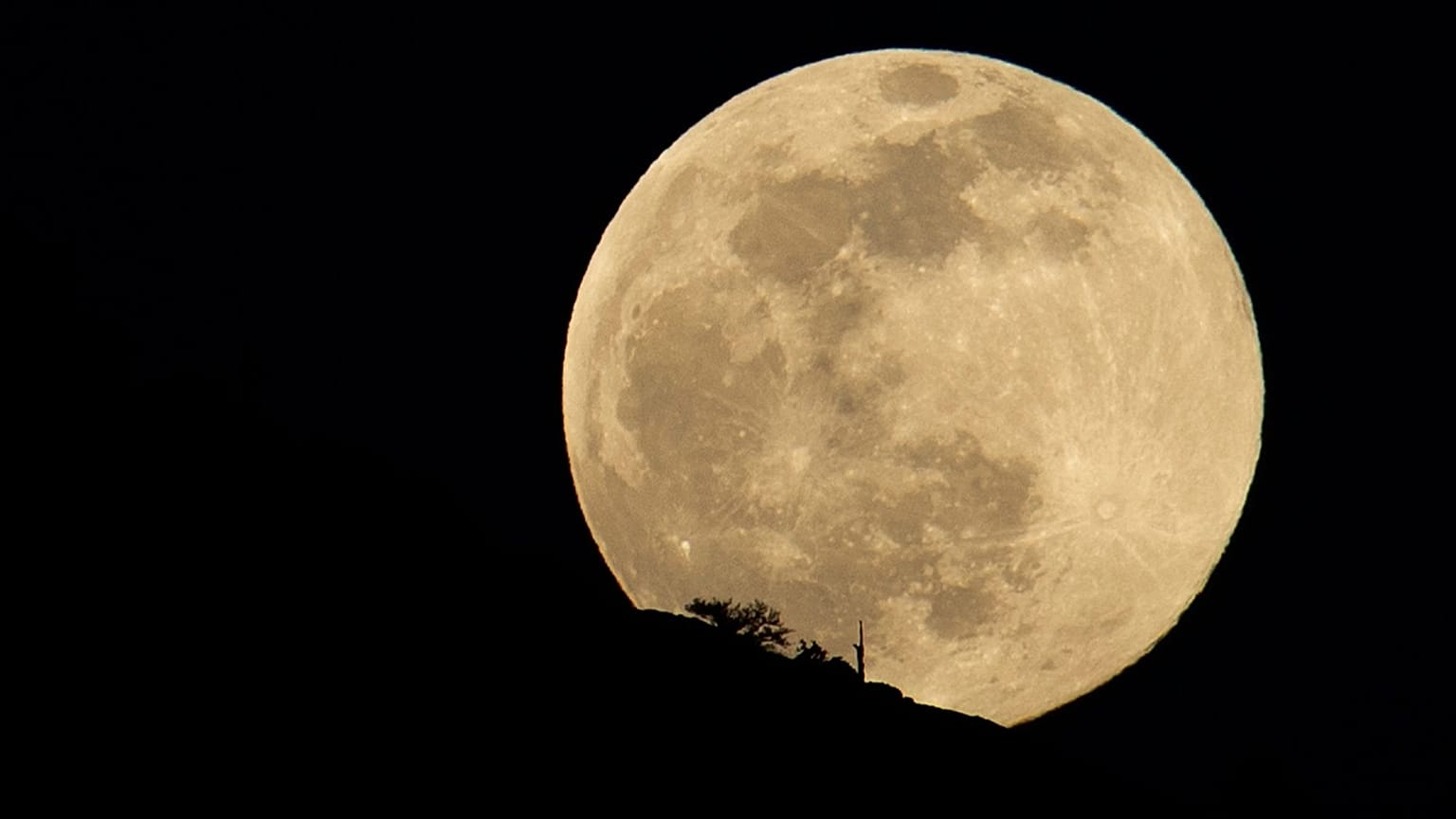 The full super snow moon is pictured on February 8, 2020, in Oregon, USA